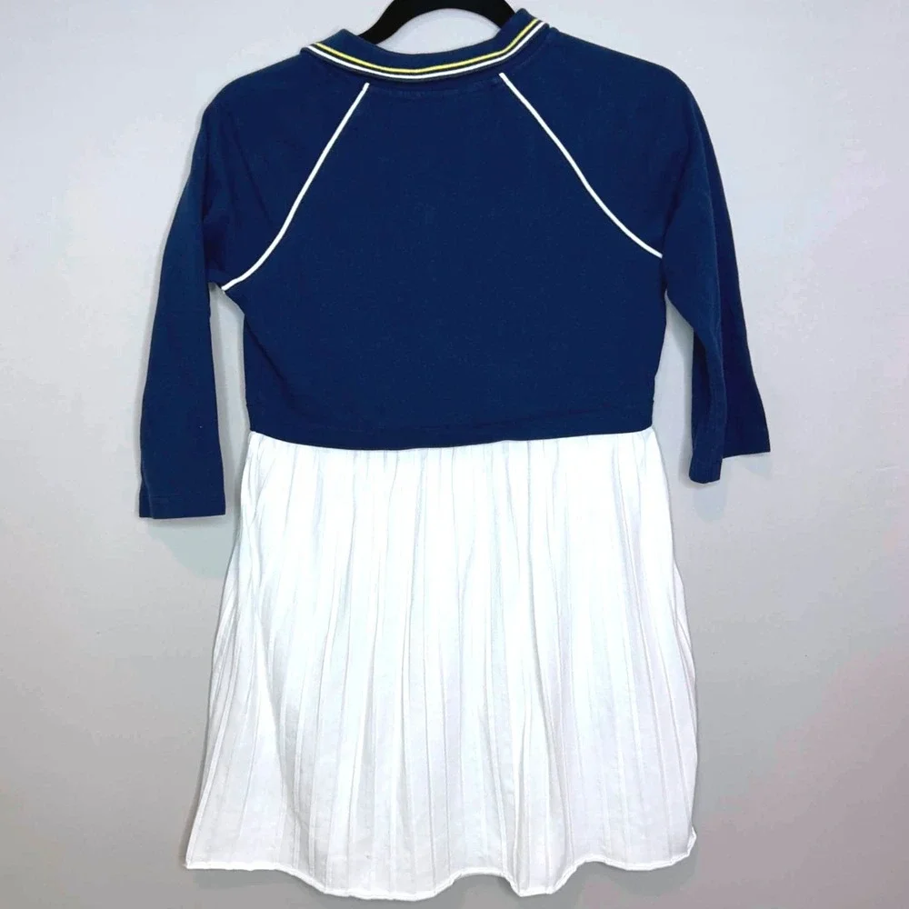 Tommy Hilfiger Girls Navy Blue White Pleated Polo Dress XL 16 Preppy Sporty